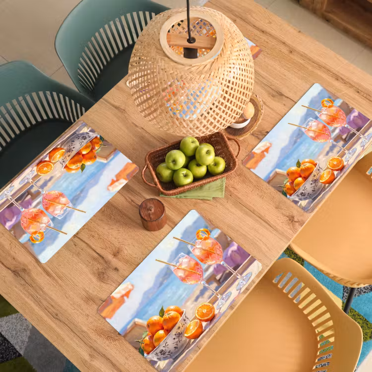 Drank - Glazen - Strand - Zomer - Oranje Placemat vinyl groot -zzsfeer5_Kitchenyeah-website