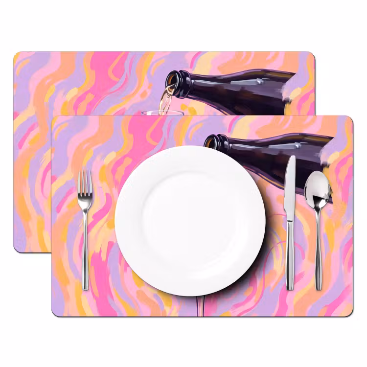 Drank - Inschenken - Feest - Abstract - Roze Placemat vinyl groot -zzsfeer2_Kitchenyeah-website