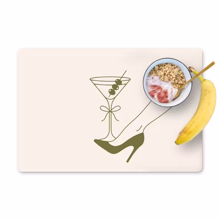 Drank - Martini - Hoge hak - Mode - Groen Placemat vinyl groot -zzzproduct_Kitchenyeah-website