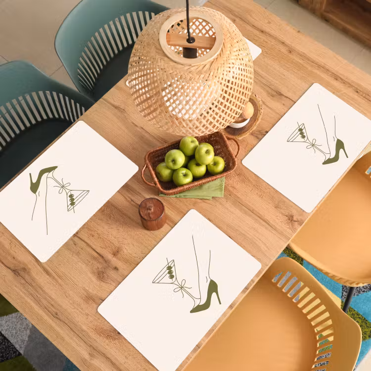 Drank - Martini - Hoge hak - Mode - Groen Placemat vinyl groot -zzsfeer5_Kitchenyeah-website