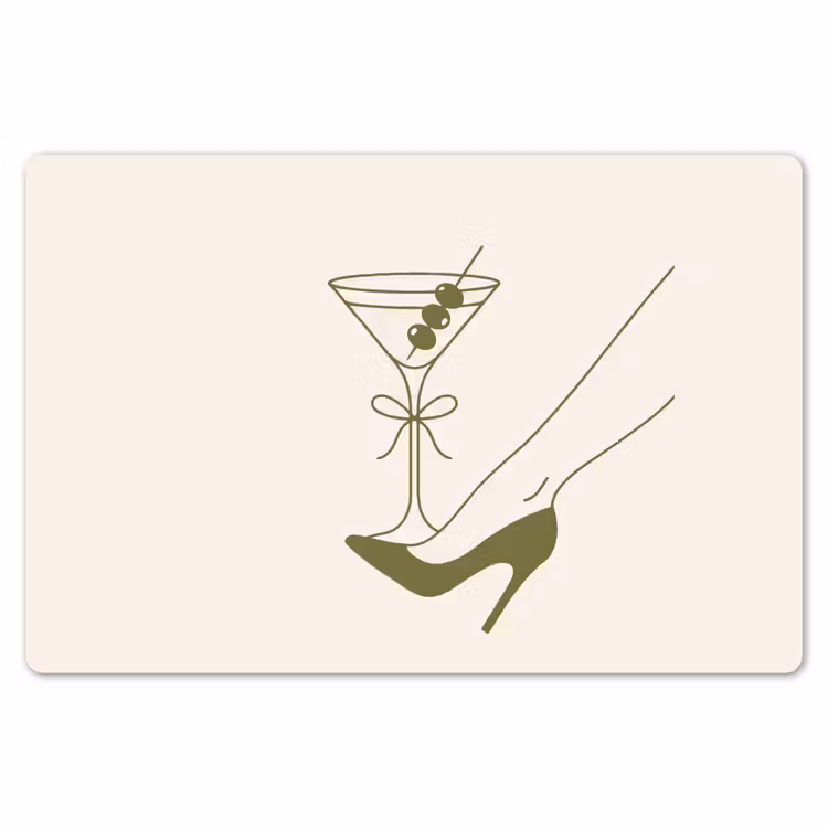 Drank - Martini - Hoge hak - Mode - Groen Placemat vinyl groot -zzsfeer1_Kitchenyeah-website