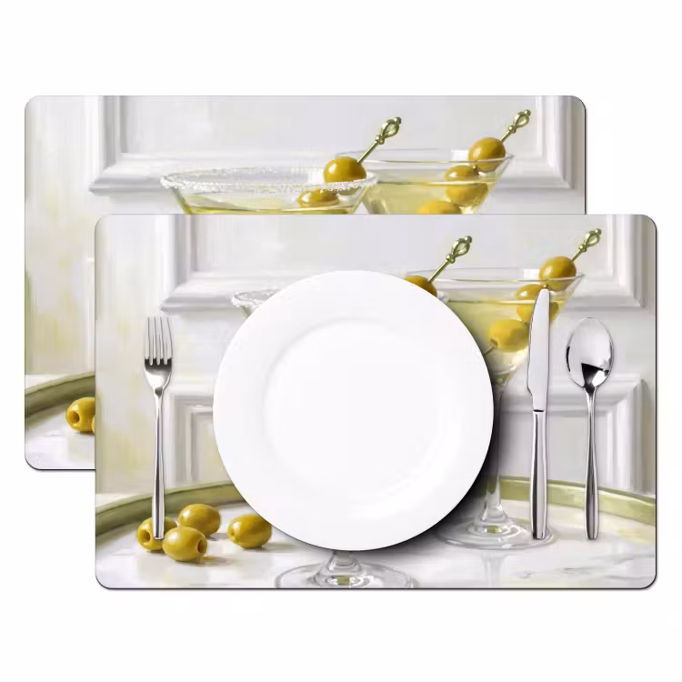 Drank - Martini - Olijven - Modern - Wit Placemat vinyl groot -zzsfeer2_Kitchenyeah-website