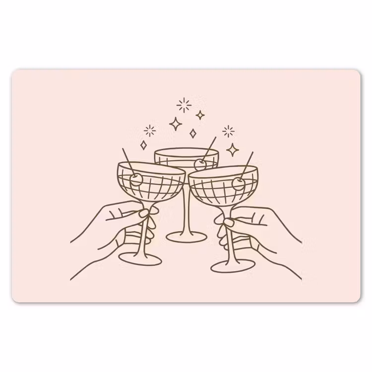 Drankjes - Feest - Proosten - Minimalistisch - Groen Placemat vinyl groot -zzsfeer1_Kitchenyeah-website