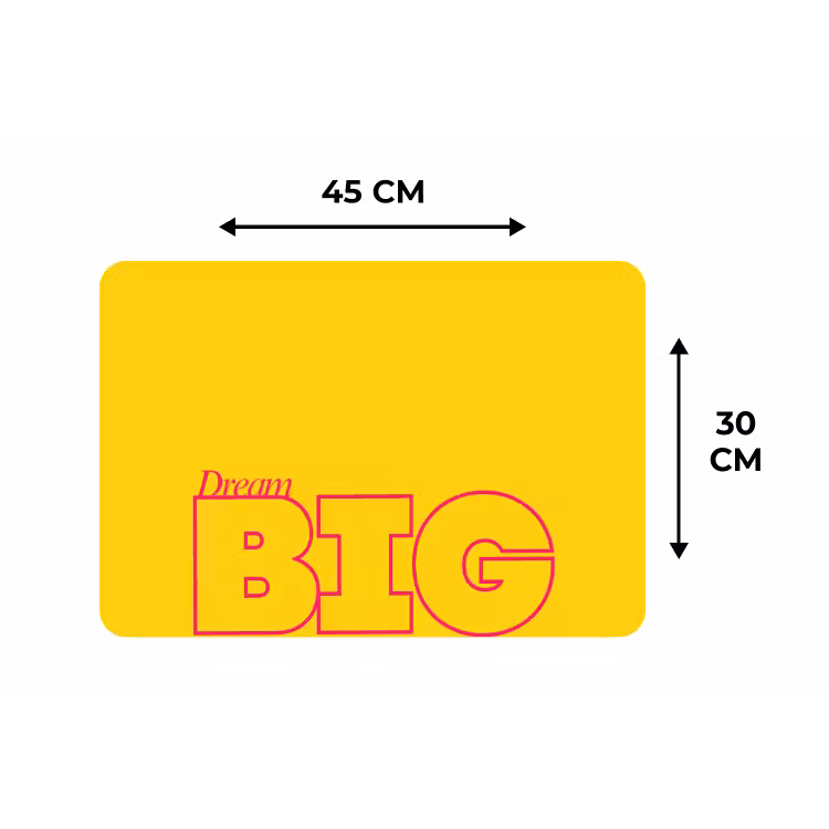 Dream big - Geel - Grafisch Placemat vinyl groot -specs