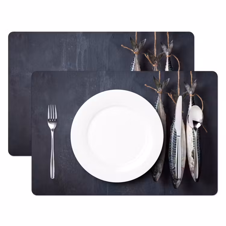 Placemat - 6 stuks - Drie vissen - Touw - Drie vissen - Touw Placemat vinyl groot
