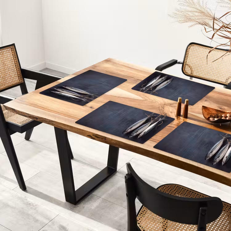 Placemat - 6 stuks - Drie vissen - Touw - Drie vissen - Touw Placemat vinyl groot