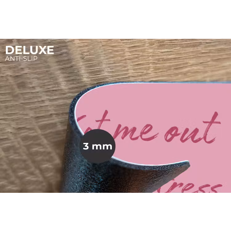 Eat me out don't stress me out - Roze - Handgeschreven Placemat vinyl groot -closeup