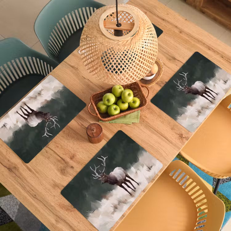 Edelhert - Gewei - Schildering - Rustiek Placemat vinyl groot -zzsfeer5_Kitchenyeah-website