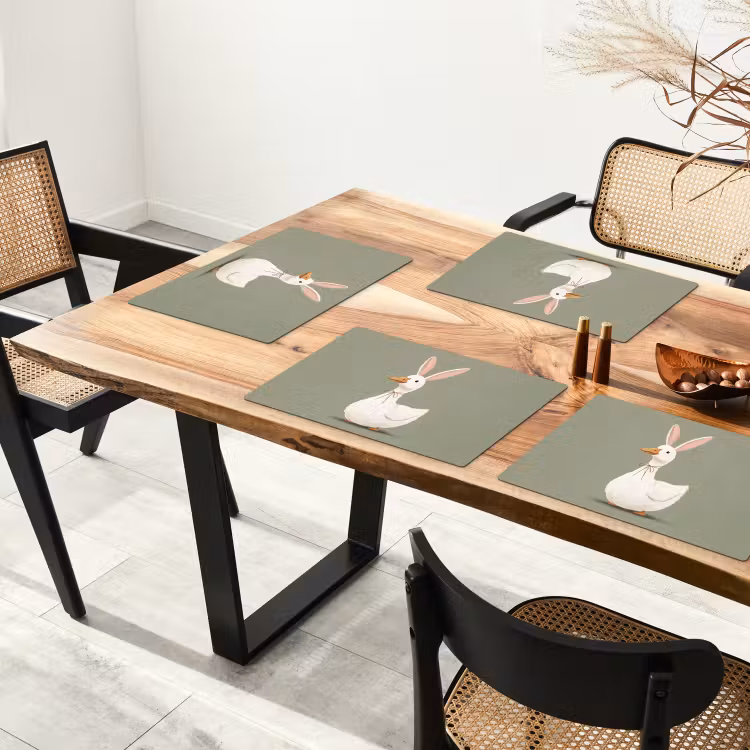 Eend - Konijnoren - Grijs Placemat vinyl groot -zzsfeer4_Kitchenyeah-website