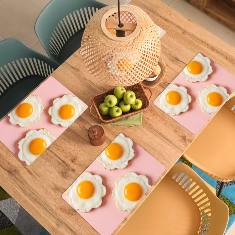 Eieren - Bloem - Roze Placemat vinyl groot -zzsfeer5_Kitchenyeah-website