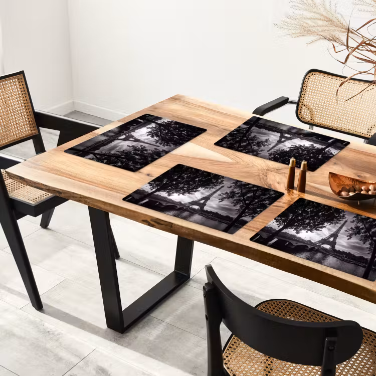 Eiffeltoren - Parijs - Rivier - Architectuur - Zwart-wit Placemat vinyl groot -zzsfeer4_Kitchenyeah-website
