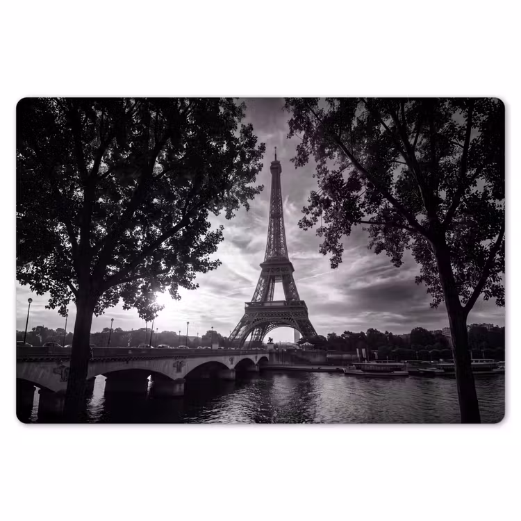 Eiffeltoren - Parijs - Rivier - Architectuur - Zwart-wit Placemat vinyl groot -zzsfeer1_Kitchenyeah-website