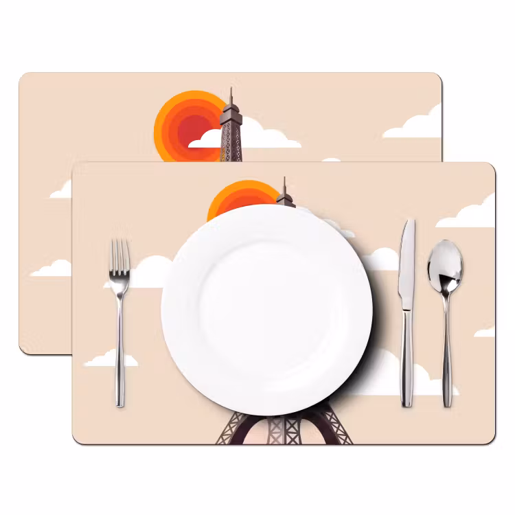 Eiffeltoren - Zon - Architectuur - Abstract - Beige Placemat vinyl groot -zzsfeer2_Kitchenyeah-website