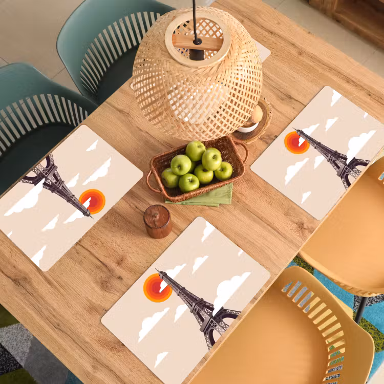 Eiffeltoren - Zon - Architectuur - Abstract - Beige Placemat vinyl groot -zzsfeer5_Kitchenyeah-website