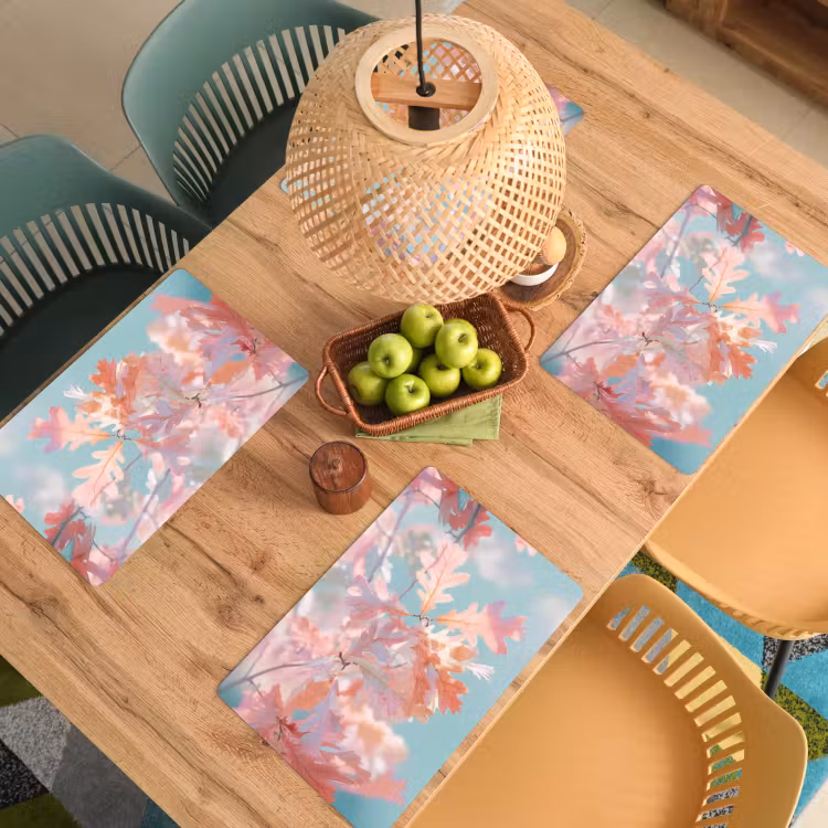 Eikenbladeren - Takken - Roze Placemat vinyl groot -zzsfeer5_Kitchenyeah-website