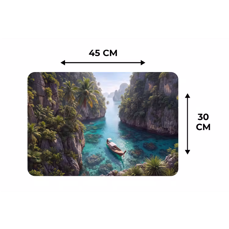 Eiland - Tropisch - Water - Palmbomen - Natuur Placemat vinyl groot -specs