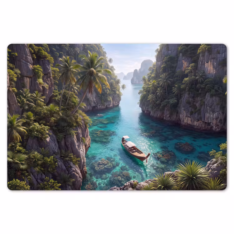 Eiland - Tropisch - Water - Palmbomen - Natuur Placemat vinyl groot -zzsfeer1_Kitchenyeah-website