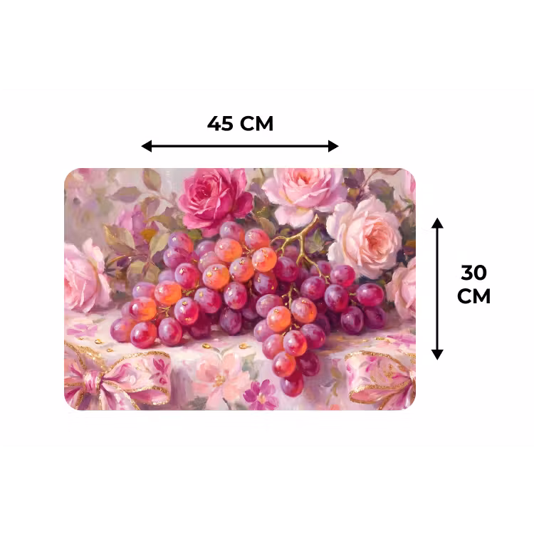 Eten - Bloemen - Stilleven - Roze - Goud Placemat vinyl groot -specs