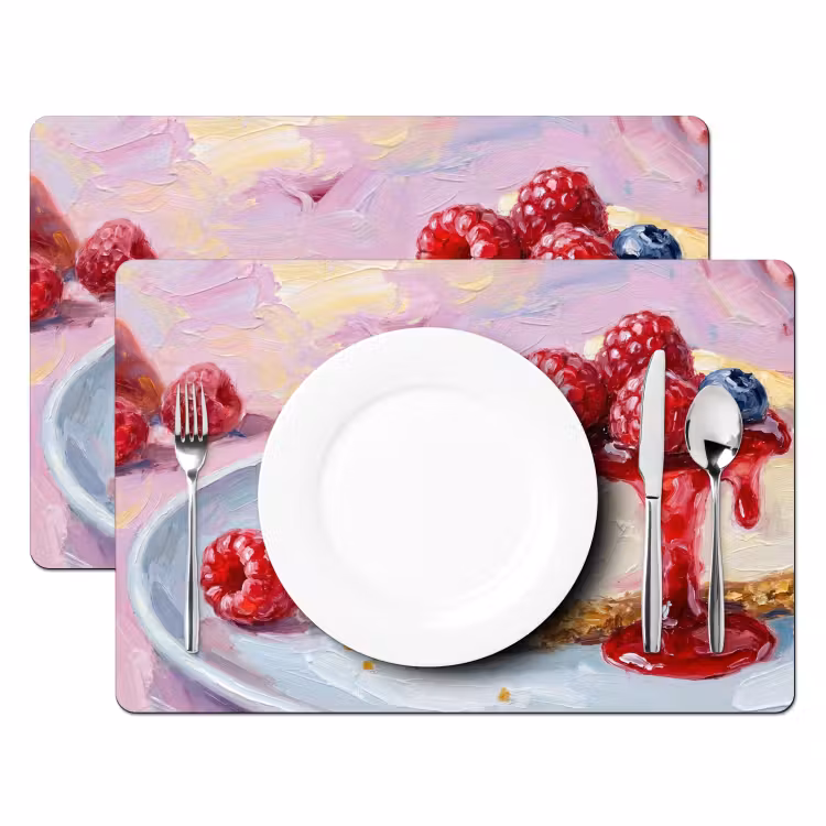 Eten - Cheesecake - Bessen - Abstract - Roze Placemat vinyl groot -zzsfeer2_Kitchenyeah-website
