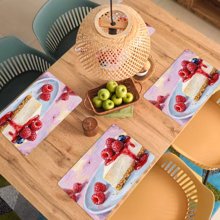 Eten - Cheesecake - Bessen - Abstract - Roze Placemat vinyl groot -zzsfeer5_Kitchenyeah-website