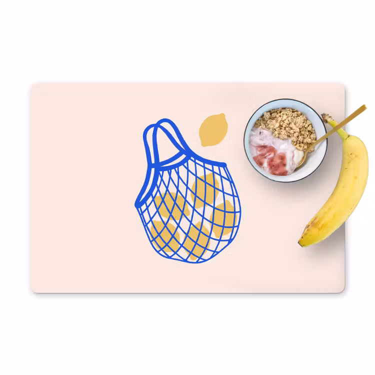 Eten - Citroen - Boodschappen - Abstract - Geel - Blauw Placemat vinyl groot -zzzproduct_Kitchenyeah-website