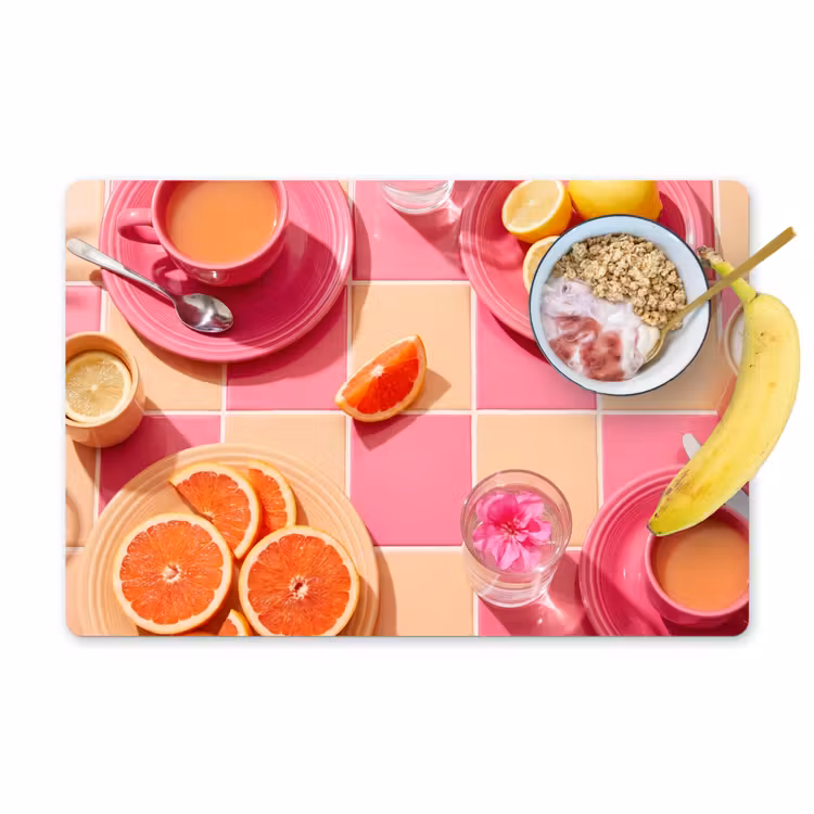 Eten - Citrusvruchten - Stillevens - Roze - Oranje Placemat vinyl groot -zzzproduct_Kitchenyeah-website