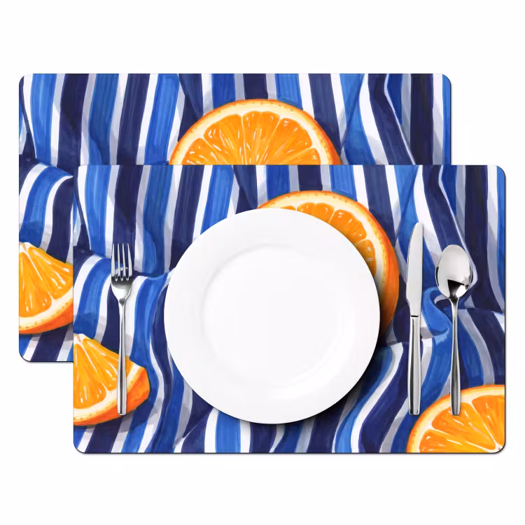 Placemat - 6 stuks - Eten - Fruit - Oranje - Eten - Fruit - Oranje Placemat vinyl groot