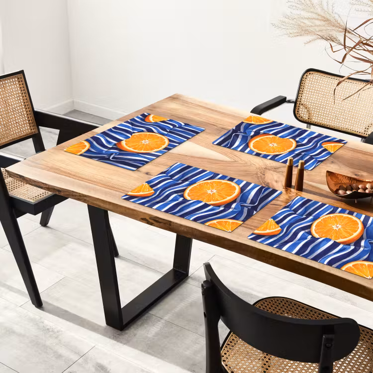 Placemat - 6 stuks - Eten - Fruit - Oranje - Eten - Fruit - Oranje Placemat vinyl groot