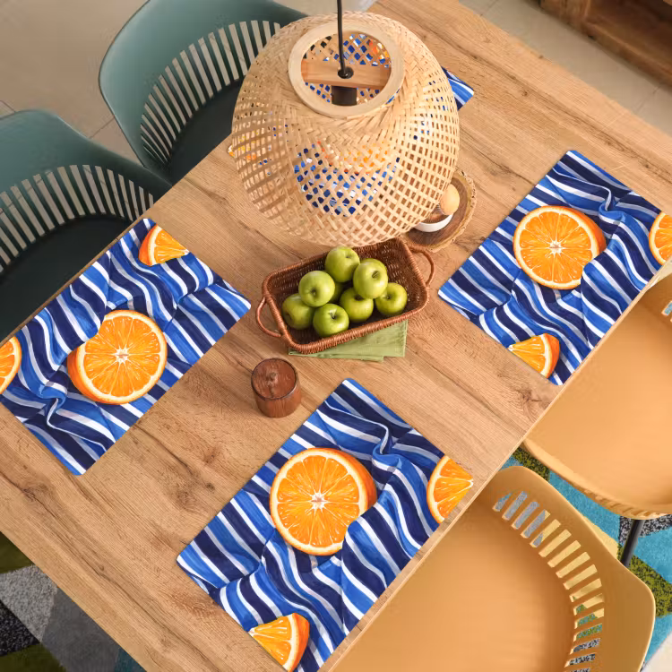 Placemat - 6 stuks - Eten - Fruit - Oranje - Eten - Fruit - Oranje Placemat vinyl groot