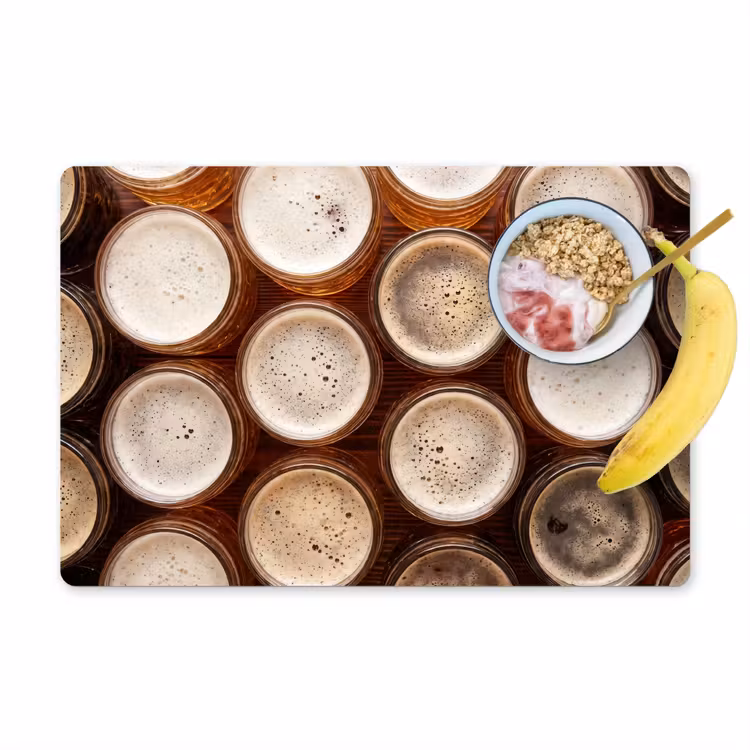 Eten - Glazen - Drank - Patroon - Bruin Placemat vinyl groot -zzzproduct_Kitchenyeah-website