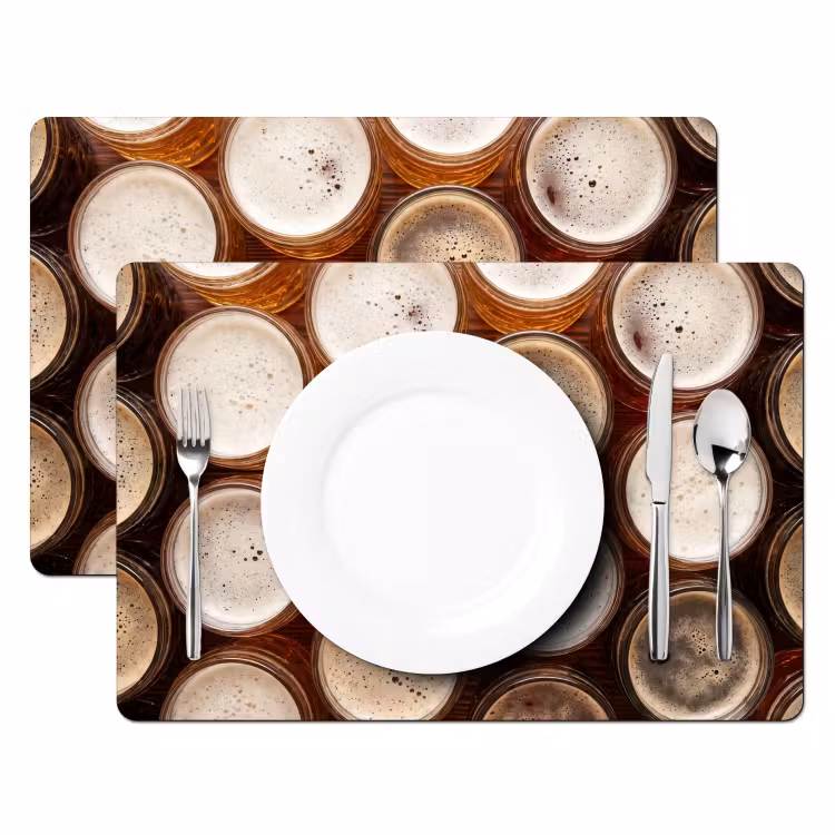 Eten - Glazen - Drank - Patroon - Bruin Placemat vinyl groot -zzsfeer2_Kitchenyeah-website