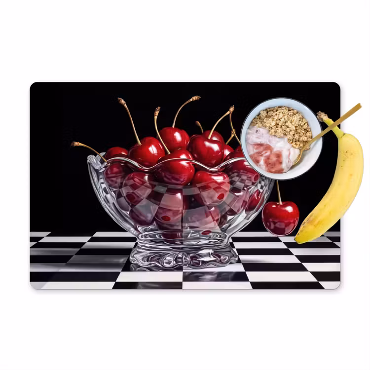 Placemat - 6 stuks - Eten - Kersen - Rood - Eten - Kersen - Rood Placemat vinyl groot