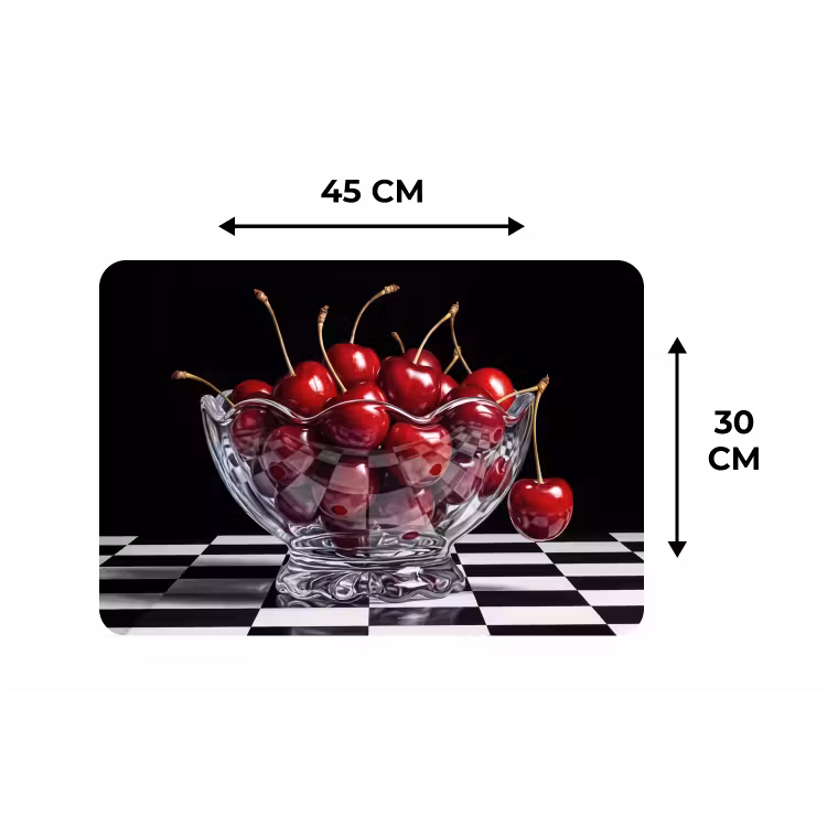 Placemat - 6 stuks - Eten - Kersen - Rood - Eten - Kersen - Rood Placemat vinyl groot