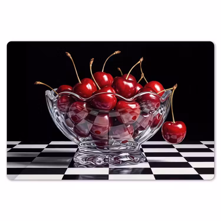 Placemat - 6 stuks - Eten - Kersen - Rood - Eten - Kersen - Rood Placemat vinyl groot