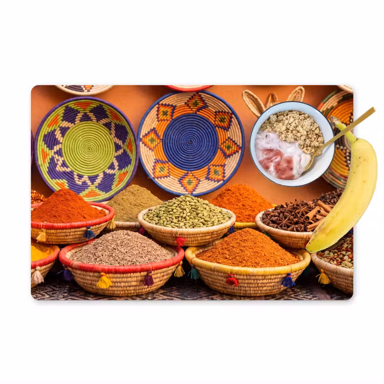 Placemat - 6 stuks - Eten - Kleurrijk - Cultuur - Eten - Kleurrijk - Cultuur Placemat vinyl groot