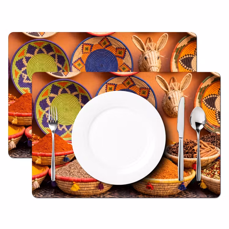 Placemat - 6 stuks - Eten - Kleurrijk - Cultuur - Eten - Kleurrijk - Cultuur Placemat vinyl groot