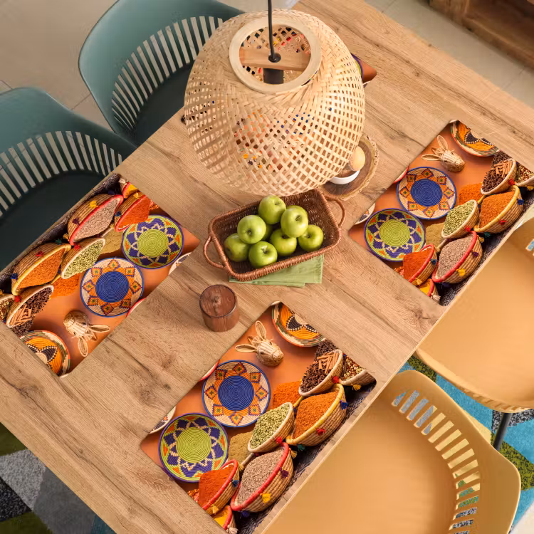 Placemat - 6 stuks - Eten - Kleurrijk - Cultuur - Eten - Kleurrijk - Cultuur Placemat vinyl groot