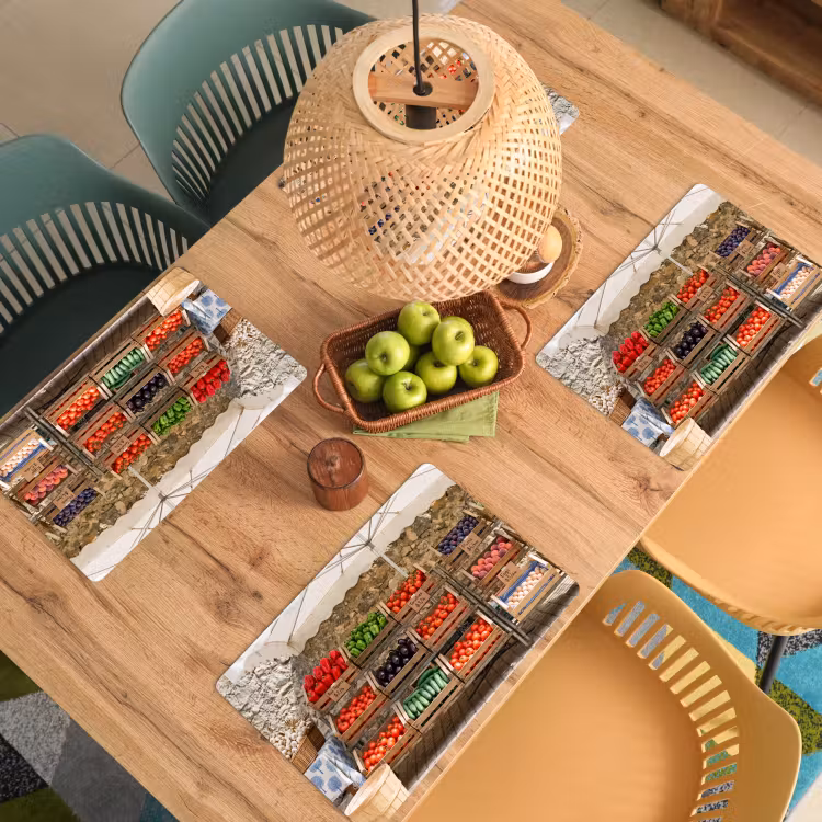Placemat - 6 stuks - Eten - Markt - Vers - Eten - Markt - Vers Placemat vinyl groot