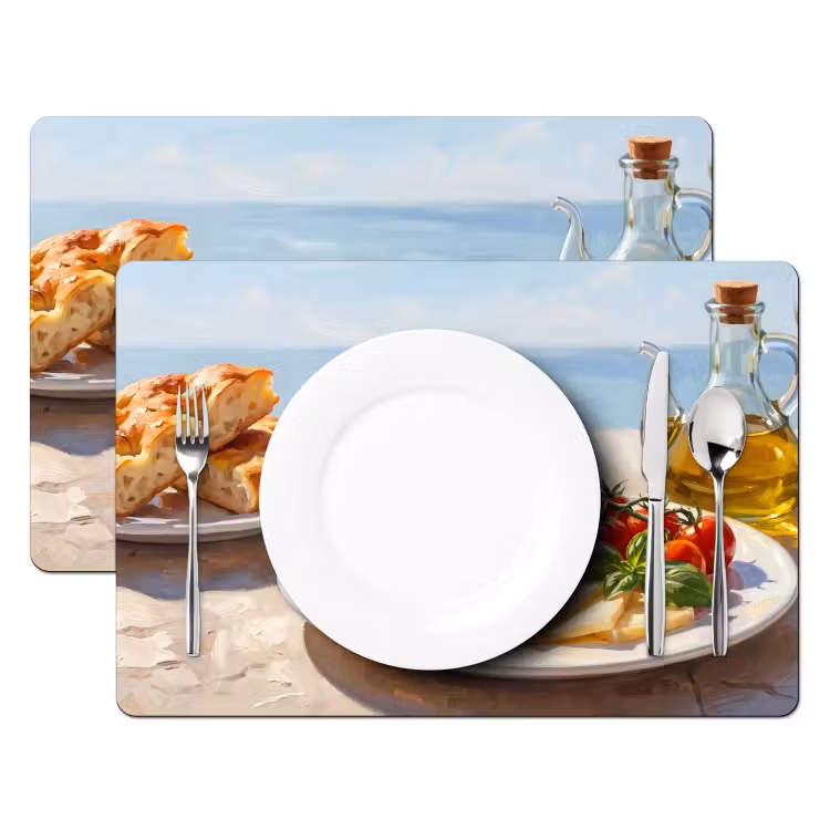Eten - Middellandse Zee - Natuur - Geschilderd Placemat vinyl groot -zzsfeer2_Kitchenyeah-website