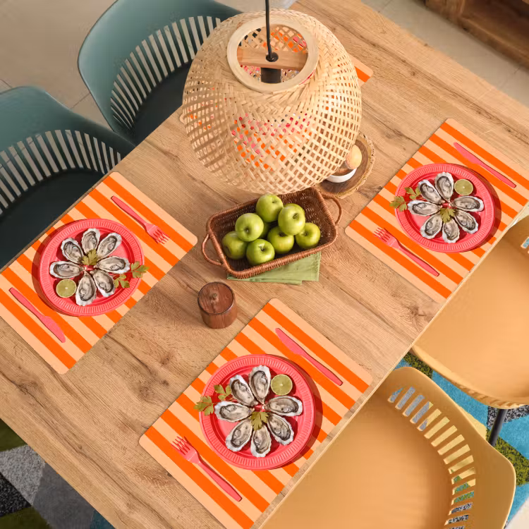 Eten - Oester - Zeevruchten - Oranje - Modern Placemat vinyl groot -zzsfeer5_Kitchenyeah-website