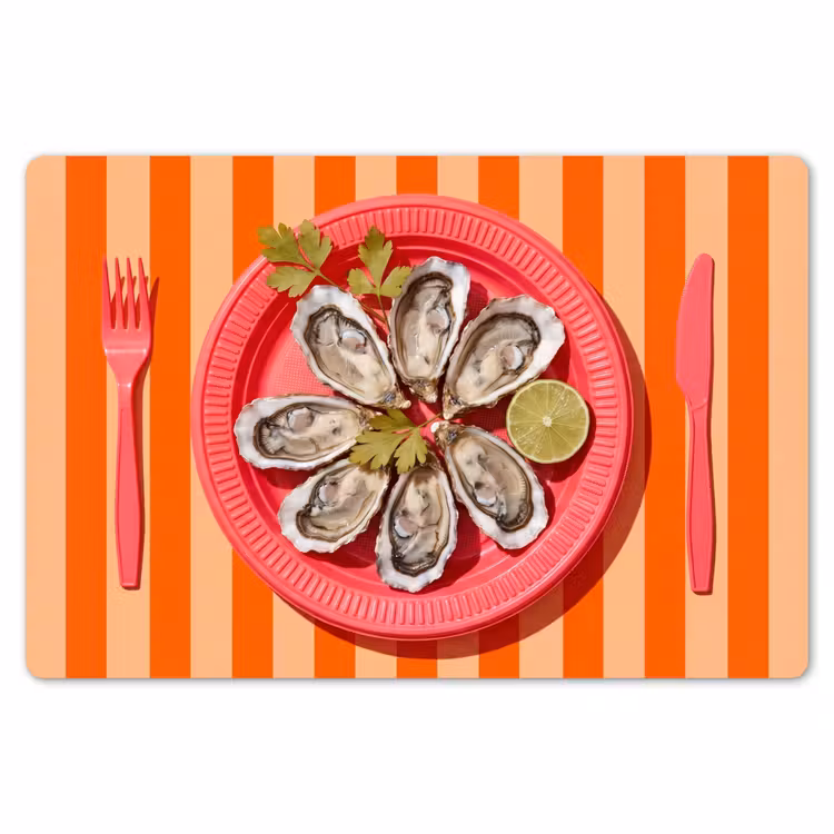 Eten - Oester - Zeevruchten - Oranje - Modern Placemat vinyl groot -zzsfeer1_Kitchenyeah-website