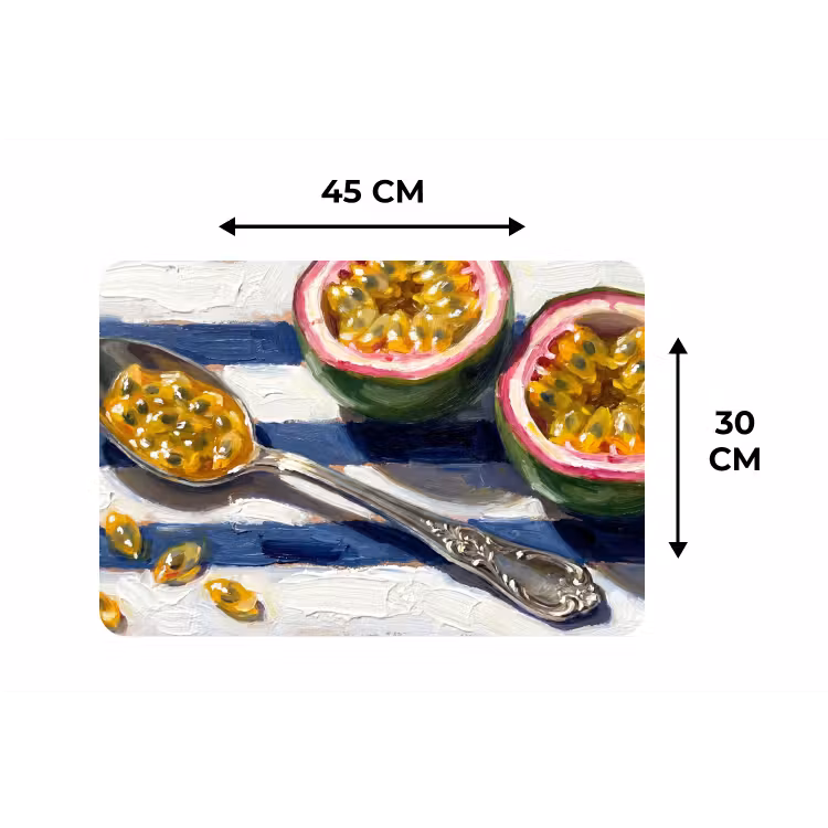Eten - Passievrucht - Tropisch - Modern - Kleurrijk Placemat vinyl groot -specs