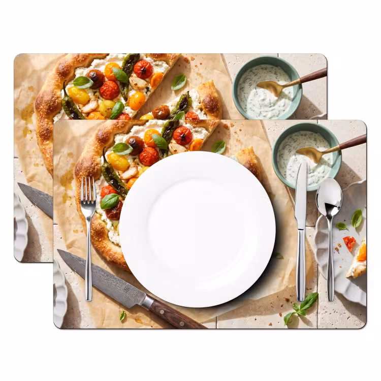 Eten - Tomaten - Basilicum - Maaltijd - Vers Placemat vinyl groot -zzsfeer2_Kitchenyeah-website