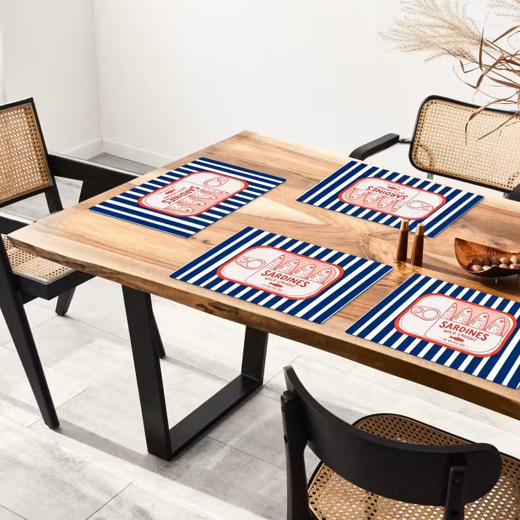Eten - Vis - Blik - Illustratie - Rood Placemat vinyl groot -zzsfeer4_Kitchenyeah-website