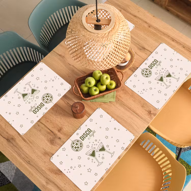 Feest - Disco - Drank - Illustratie - Groen Placemat vinyl groot -zzsfeer5_Kitchenyeah-website