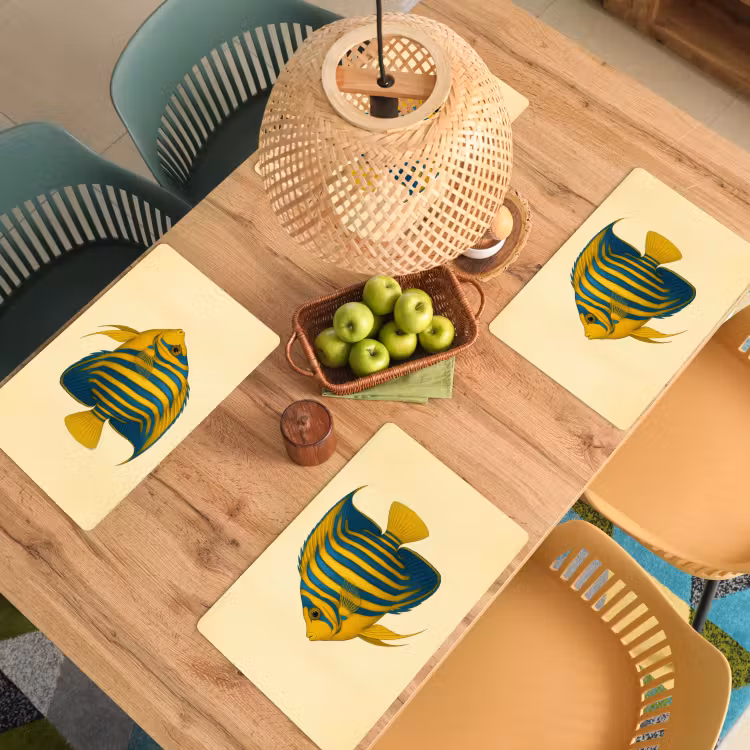 Felgeel - Vis - Strepen - Vinnen Placemat vinyl groot -zzsfeer5_Kitchenyeah-website