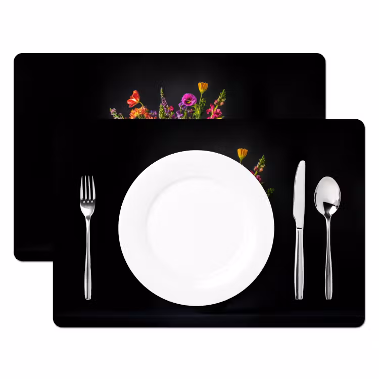 Felgekleurd - Bloemen - Vaas Placemat vinyl groot -zzsfeer2_Kitchenyeah-website