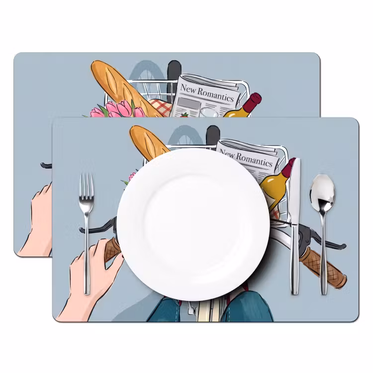 Fiets - Picknick - Zomer - Illustratie Placemat vinyl groot -zzsfeer2_Kitchenyeah-website