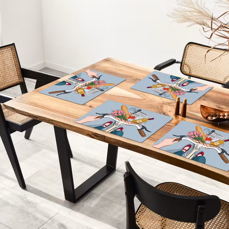 Fiets - Picknick - Zomer - Illustratie Placemat vinyl groot -zzsfeer4_Kitchenyeah-website