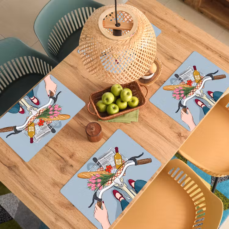 Fiets - Picknick - Zomer - Illustratie Placemat vinyl groot -zzsfeer5_Kitchenyeah-website